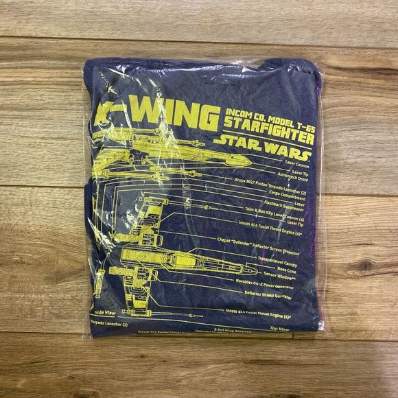 STAR WARS X-WING T-65 STARFIGHTER Blueprint Schematic T-Shirt Men's 2XL Blue - Picture 4 of 4